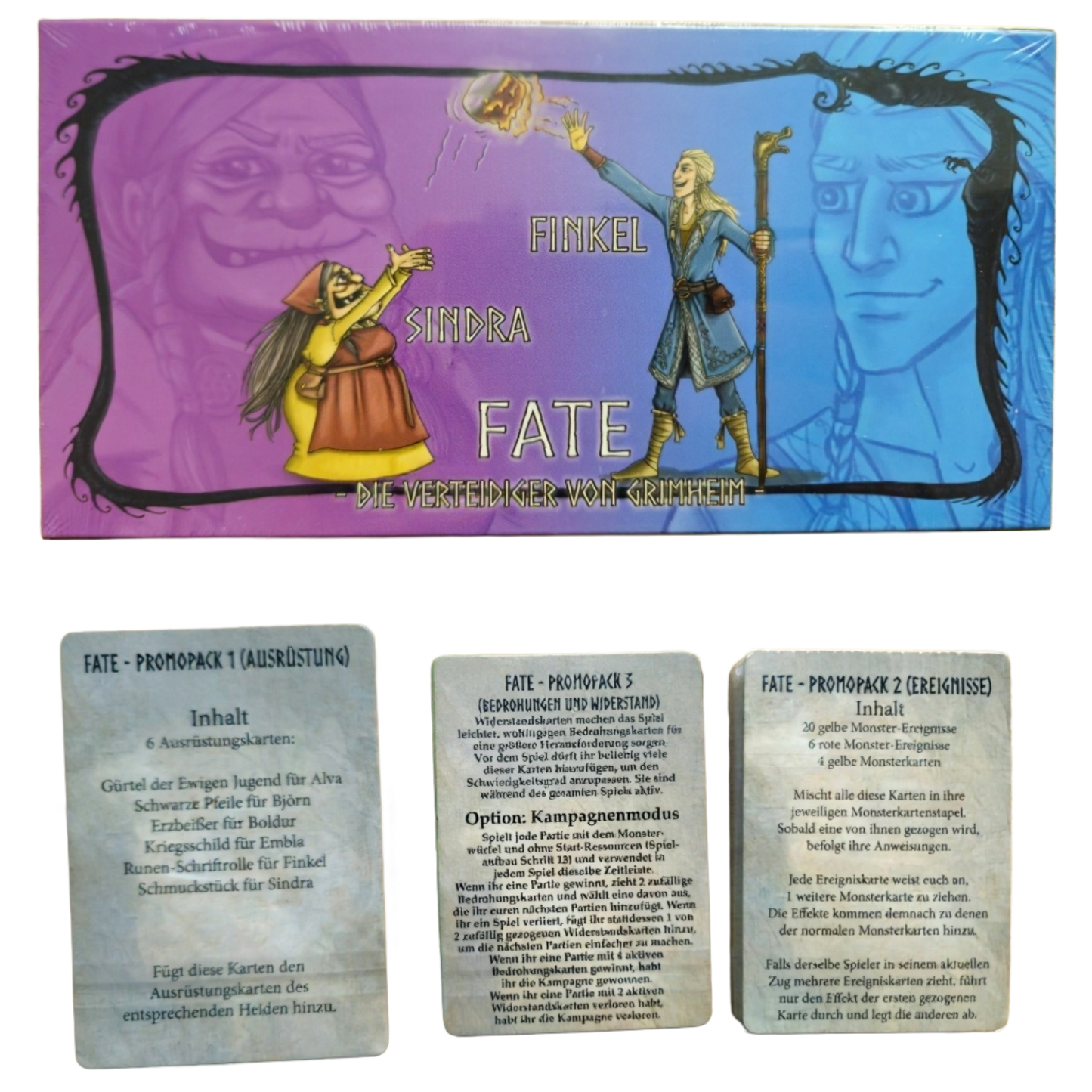4 Erweiterungen für "Fate: Die Verteidiger von Grimheim", deutsch, Brettspiel