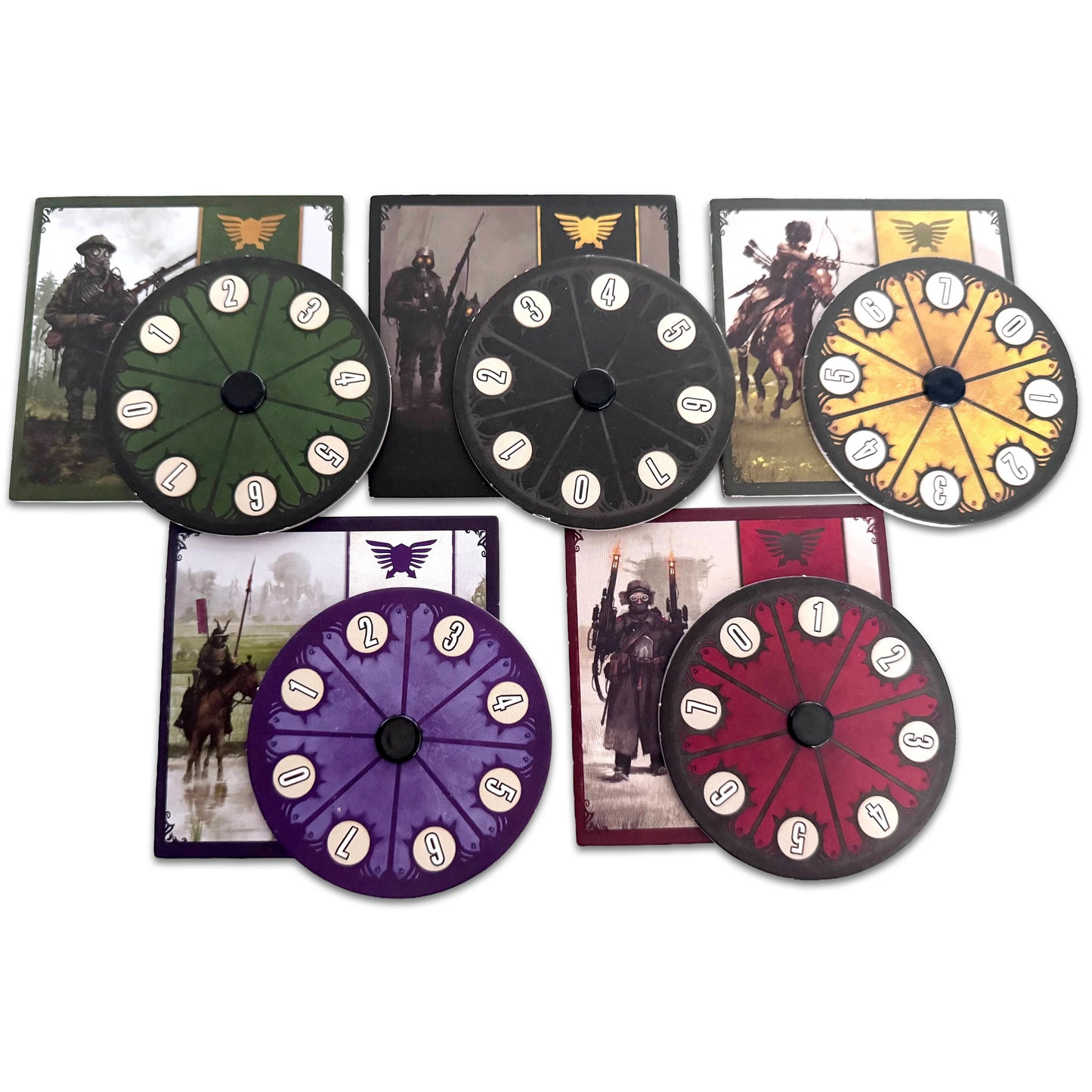 Scythe Power Dials Set, 5 Stärkescheiben von Stonemaier Games/Feuerland Spiele